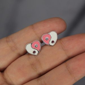 Aros Ying Yang Hearts Rosados