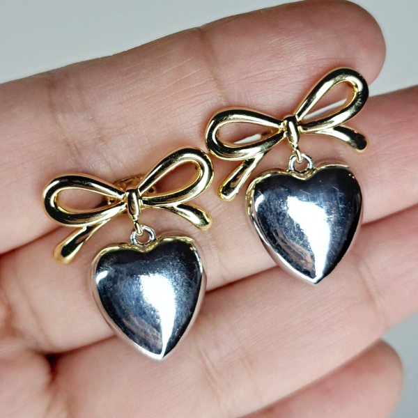 Aros corazones bicolor