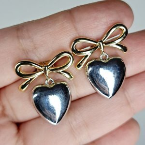 Aros corazones bicolor